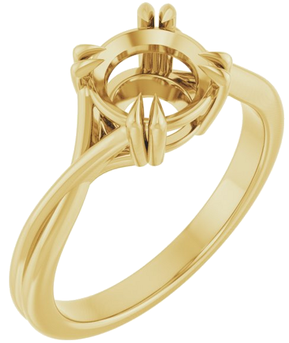 Sužadėtuvių Žiedas „Double Claw-Prong Solitaire Criss-Cross“ 14k yellow gold Round 7.4mm (1)