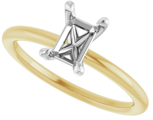 Sužadėtuvių Žiedas „Claw-Prong Solitaire“ 14k yellow/white gold Emerald 6.5mm x 4.5mm (5)