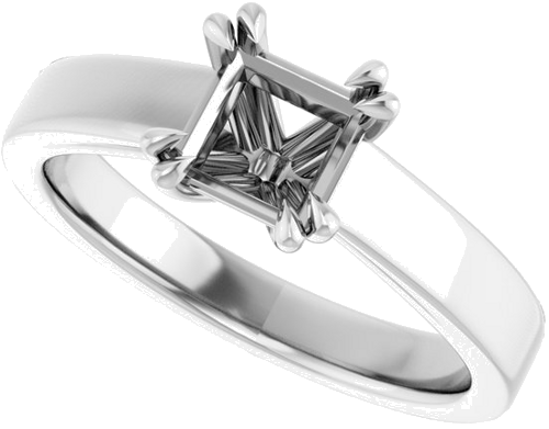 Sužadėtuvių Žiedas „Double Claw-Prong Solitaire“ 14k white gold Square 5.5mm (5)