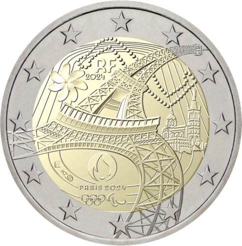2024 Франция Олимпийски игры Париж 2 евро монета (1)