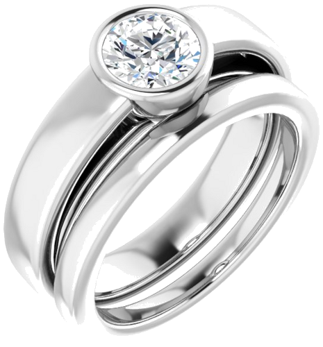 Sužadėtuvių Žiedas „Bezel-Set Solitaire“ 585 Baltojo Aukso Round 5.8mm (6)