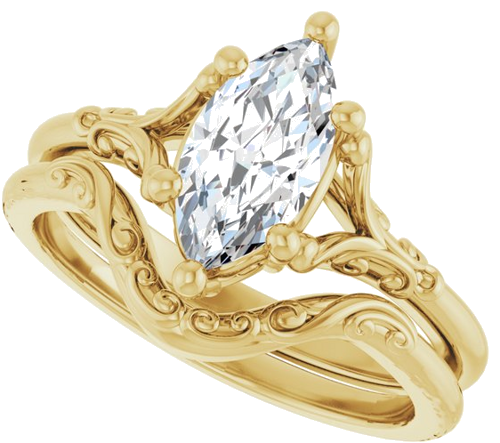 Sužadėtuvių Žiedas „Solitaire“ 10k yellow gold Marquise 10mm x 5mm (10)