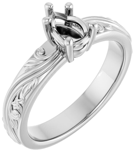Sužadėtuvių Žiedas „Solitaire Sculptural“ 14k white gold Pear 6.5mm x 4.5mm (1)