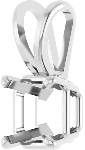 Pakabukas „Solitaire“ 585 Baltojo Aukso Asscher 8mm (2)