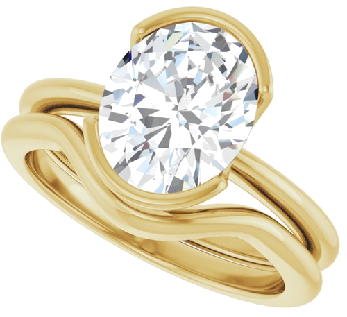 Sužadėtuvių Žiedas „Half-Bezel“ 14k yellow gold Oval 10mm x 8mm (10)