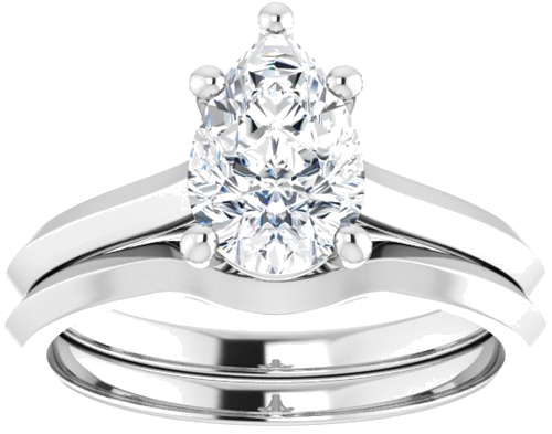 Sužadėtuvių Žiedas „Solitaire“ 585 Baltojo Aukso Pear Shape 9mm x 6mm (8)