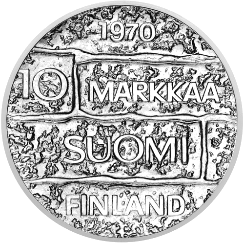 10 марки Президент Паасикиви 1970 Финландия сребърна монета (2)