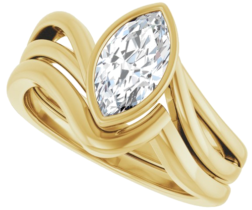 Sužadėtuvių Žiedas „Bezel-Set“ 14k yellow gold Marquise 9.5mm x 5mm (10)