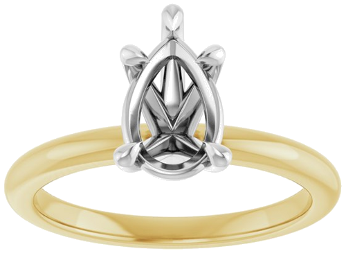 14K Yellow White 9x6 mm Pear Solitaire Engagement Ring Mounting (3)