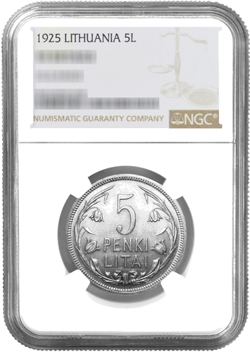 1925 Lietuva (Žydintys Linai) 5 litų sidabrinė moneta Sertifikuota NGC (1)