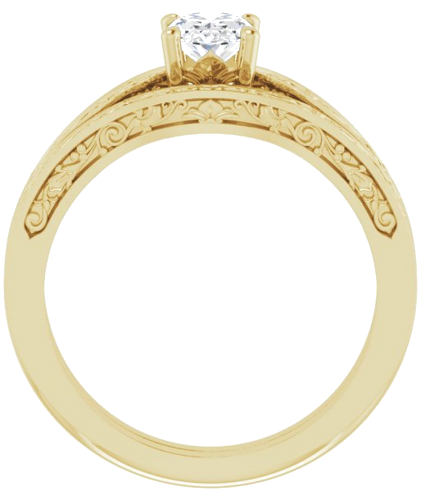 Sužadėtuvių Žiedas „Solitaire Floral“ 14k yellow gold Oval 7mm x 5mm (7)