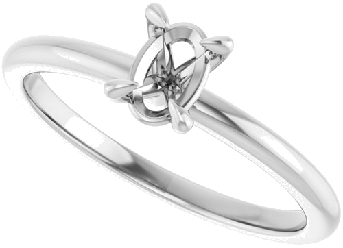 14K White  6x4 mm Oval Solitaire Engagement Ring Mounting (5)