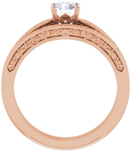 Sužadėtuvių Žiedas „Floral Solitaire“ 585 Rožinis Aukso Round 5.2mm (7)