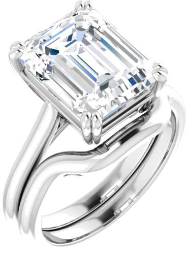 Sužadėtuvių Žiedas „Double Claw-Prong Solitaire“ 14k white gold Emerald 11mm x 9mm (6)