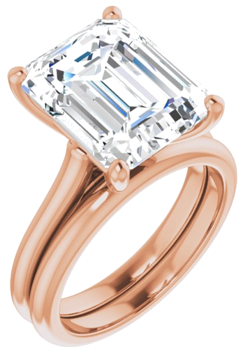 Sužadėtuvių Žiedas „Accented“ 14k rose gold Emerald 12mm x 10mm (6)