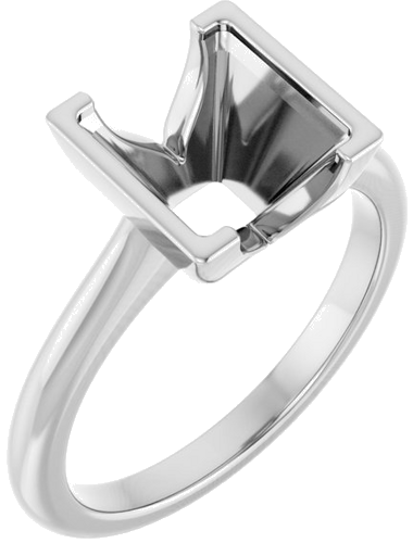 Sužadėtuvių Žiedas „Half-Bezel Solitaire“ 14k white gold Square 7.5mm (1)
