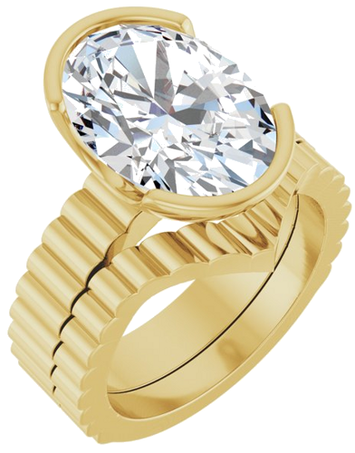 Sužadėtuvių Žiedas „Half-Bezel Solitaire“ 14k yellow gold Oval 14mm x 10mm (6)
