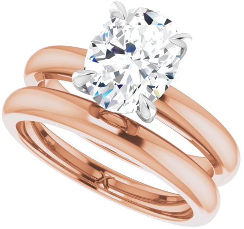 Sužadėtuvių Žiedas „Solitaire“ 585 Baltojo Ir Rožinis Aukso Oval 9mm x 7mm (10)