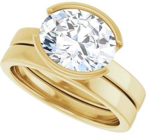 Sužadėtuvių Žiedas „Half-Bezel Solitaire“ 14k yellow gold Oval 10mm x 8mm (10)