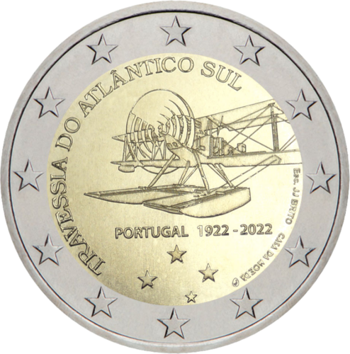 2022 Portugal First Transatlantic Flight 2 euro coin (1)