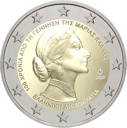 2023 Graikija Marija Kalas 2 eurų moneta (1)