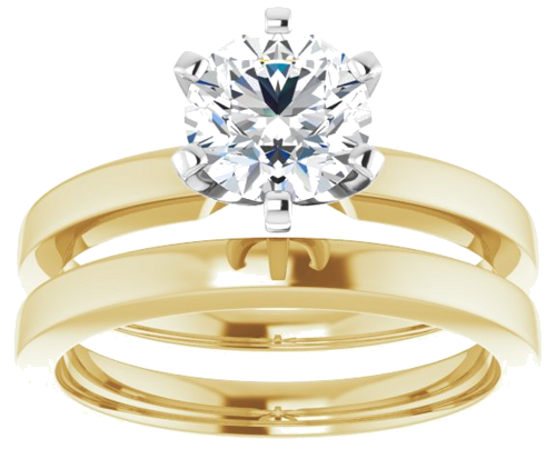 14K Yellow White 6.5 mm Round Solitaire Engagement Ring Mounting (8)