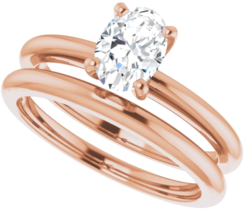 Sužadėtuvių Žiedas „Solitaire“ 585 Rožinis Aukso Oval 7mm x 5mm (10)