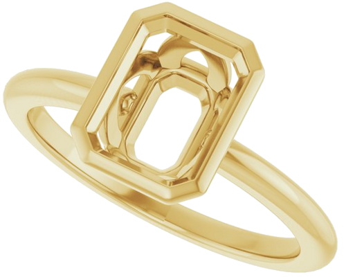 Sužadėtuvių Žiedas „Bezel-Set“ 14k yellow gold Emerald 8mm x 6mm (5)