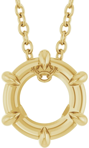 14K Yellow 7 mm Round Solitaire 16-18  Necklace Mounting (1)