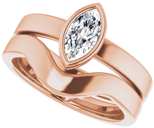 Sužadėtuvių Žiedas „Solitaire“ 585 Rožinis Aukso Marquise 8mm x 4mm (10)