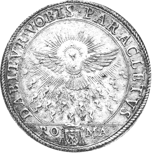 Vatikāns 1 piastra Sede Vacante Kardinālu kolēģija 1676 sudraba monēta (2)