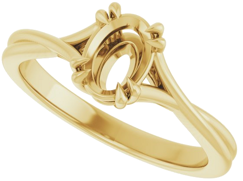 14K Yellow 7x5 mm Oval Solitaire Engagement Ring Mounting (5)