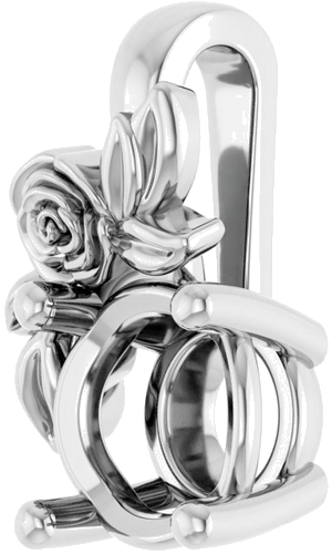 Pakabukas „Solitaire Floral“ 14k white gold Round 6.5mm (2)