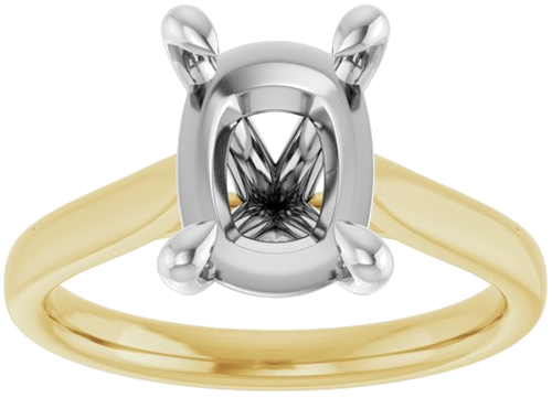 Sužadėtuvių Žiedas „Claw-Prong Solitaire“ 14k yellow/white gold Elongated Cushion 10mm x 8mm (3)