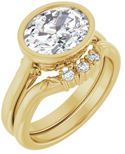 Sužadėtuvių Žiedas „Bezel-Set“ 14k yellow gold Oval 10mm x 8mm (6)