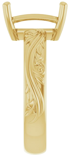 Sužadėtuvių Žiedas „Solitaire Sculptural“ 14k yellow gold Emerald 10mm x 7mm (4)