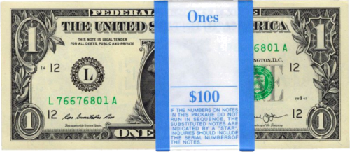 Официален комплект от 1 банкнота на САЩ долар (1 USD х 100 бр.) (3)