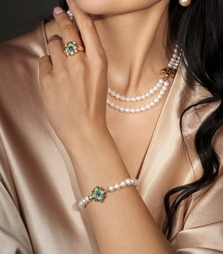 Перлена гривна с четирилистна детелина ROYAL CLOVER (3)