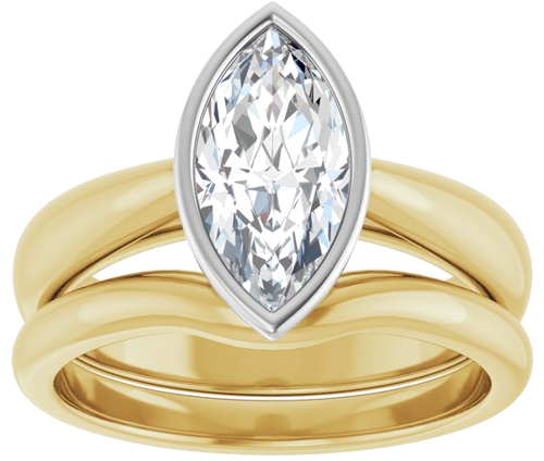 Sužadėtuvių Žiedas „Bezel-Set Solitaire“ 14k yellow/white gold Marquise 11mm x 5.5mm (8)