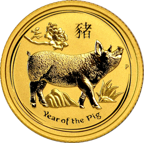 2019 Kiaulės metai Australija 1/10 oz auksinė moneta (1)