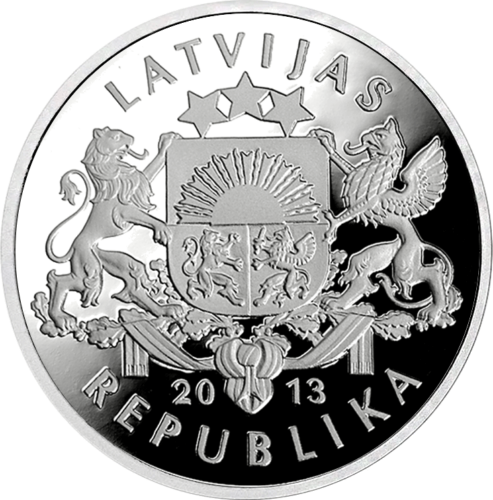20 latų Lašiša 2013 Latvija sidabrinė moneta (2)