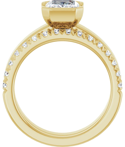 Sužadėtuvių Žiedas „Half-Bezel Solitaire“ 14k yellow gold Emerald 8mm x 6mm (7)
