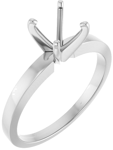 14K White 6-6.6 mm Round 4-Prong Solitaire Ring Mounting (1)