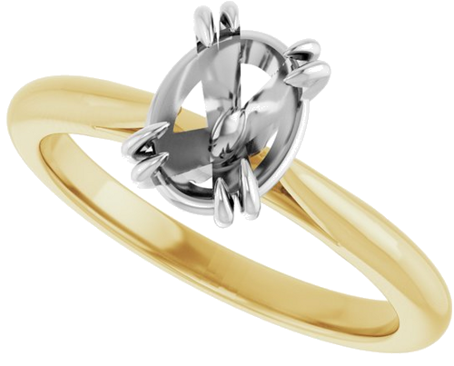 Sužadėtuvių Žiedas „Solitaire“ 585 Baltojo Ir Geltonojo Aukso Oval 8mm x 6mm (5)