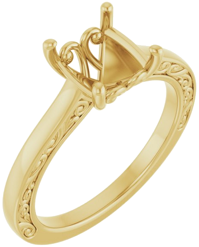 14K Yellow  8.2 mm Round Solitaire Engagement Ring Mounting (1)