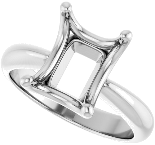 Sužadėtuvių Žiedas „Solitaire Crown-Inspired“ 14k white gold Emerald 10mm x 8mm (5)
