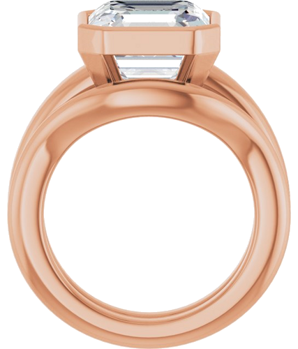 Sužadėtuvių Žiedas „Bezel-Set Solitaire“ 14k rose gold Asscher 10mm (7)