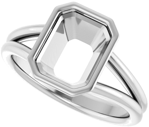 Sužadėtuvių Žiedas „Bezel-Set Solitaire“ 14k white gold Emerald 9mm x 7mm (5)