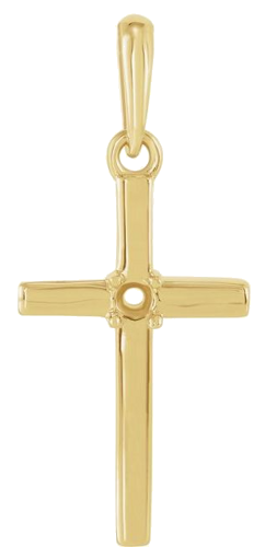 14K Yellow 2 mm Round Cross Pendant Mounting (1)