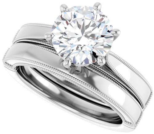 14K White  8 mm Round Solitaire Engagement Ring Mounting (10)